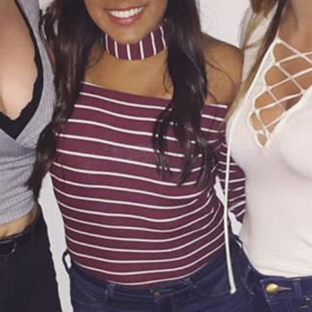 Off the shoulder, choker bodysuit