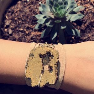 Handmade suede stone bracelet/necklace