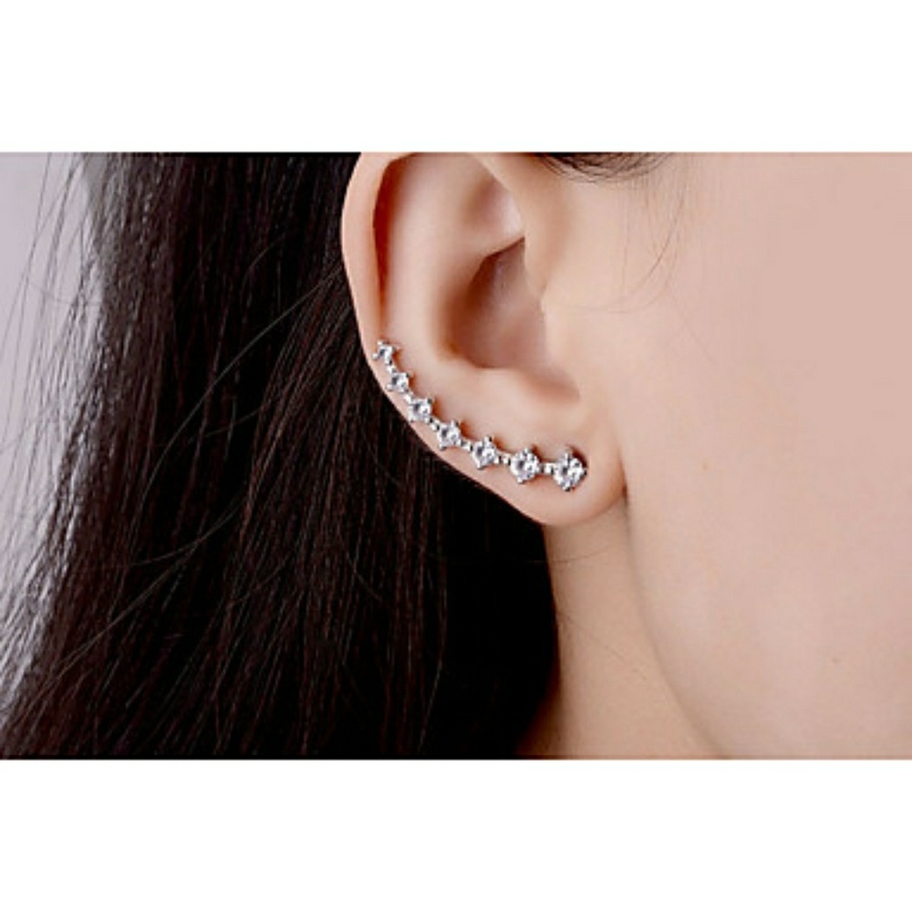 NWT 1 pair silver tone cubic zirconia ear climbers