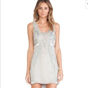 Parker Comoros Sequin Embellished Silk Shift dress