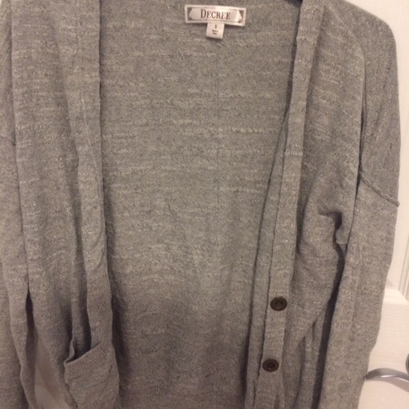 Decree Grey Knit Button Up Cardigan - Picture 1 of 2