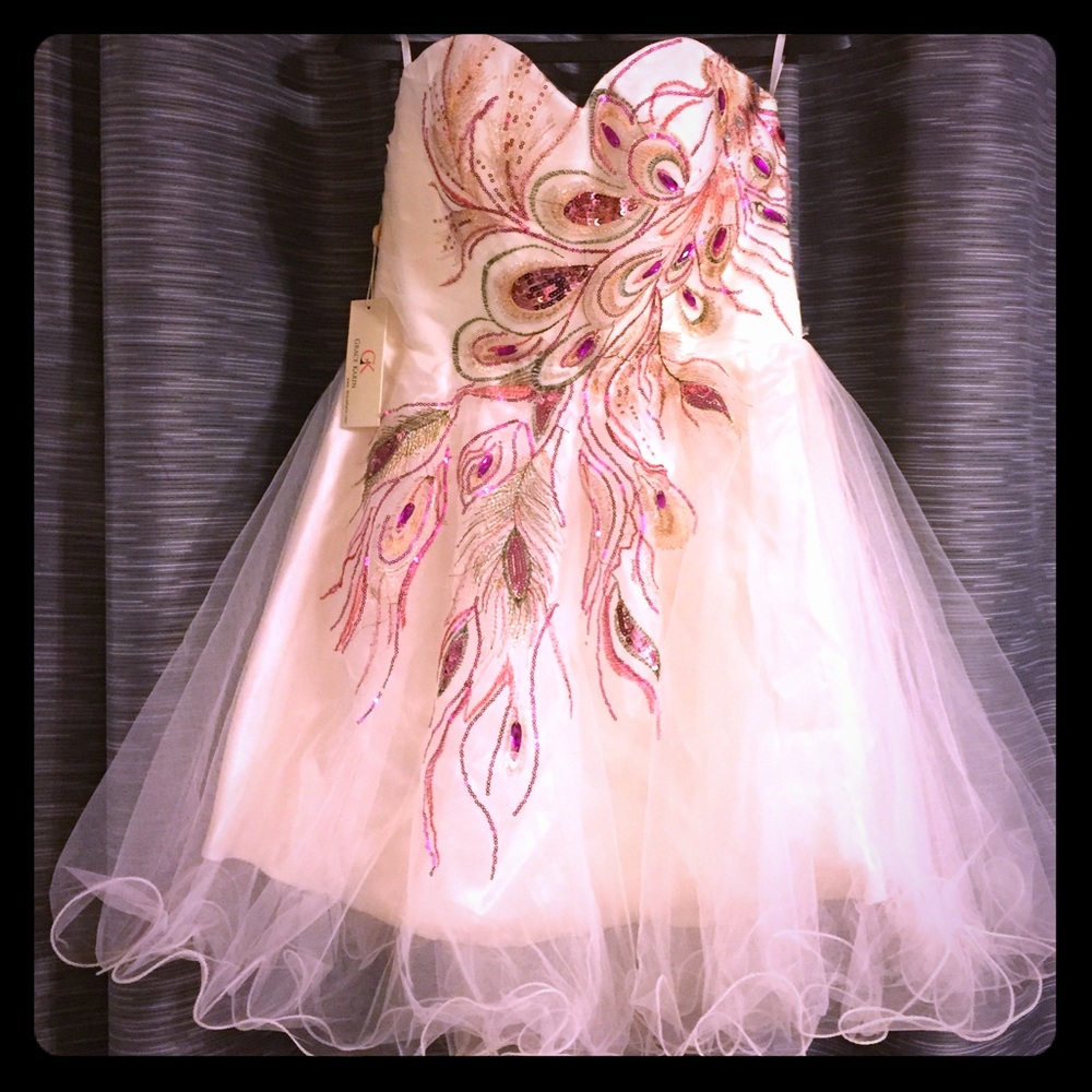 NEW LOW PRICE!! Cream/peacock formal dress