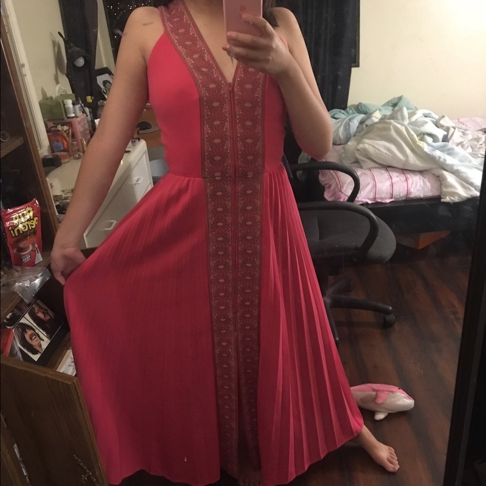vintage hot pink maxi dress