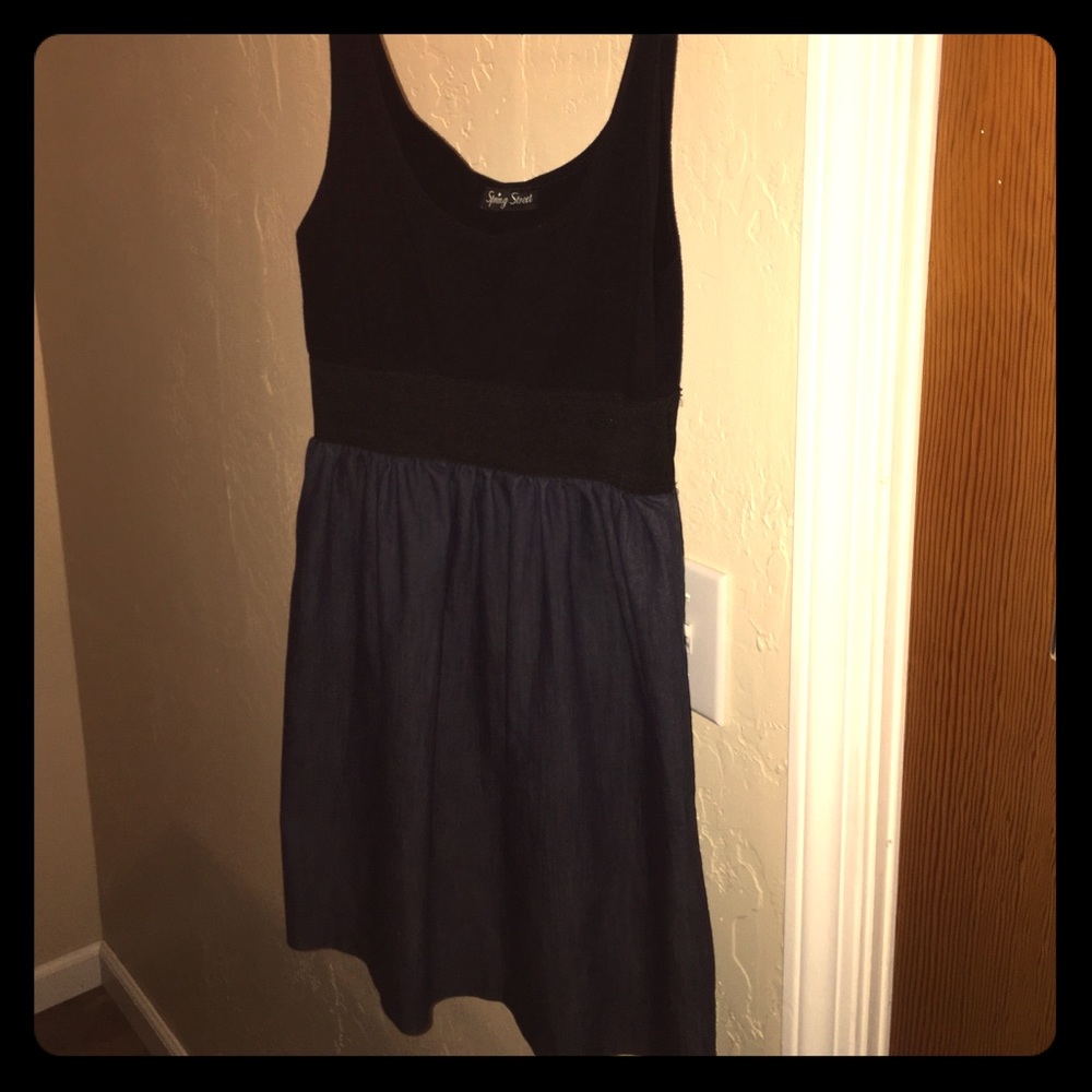Black and denim dress
