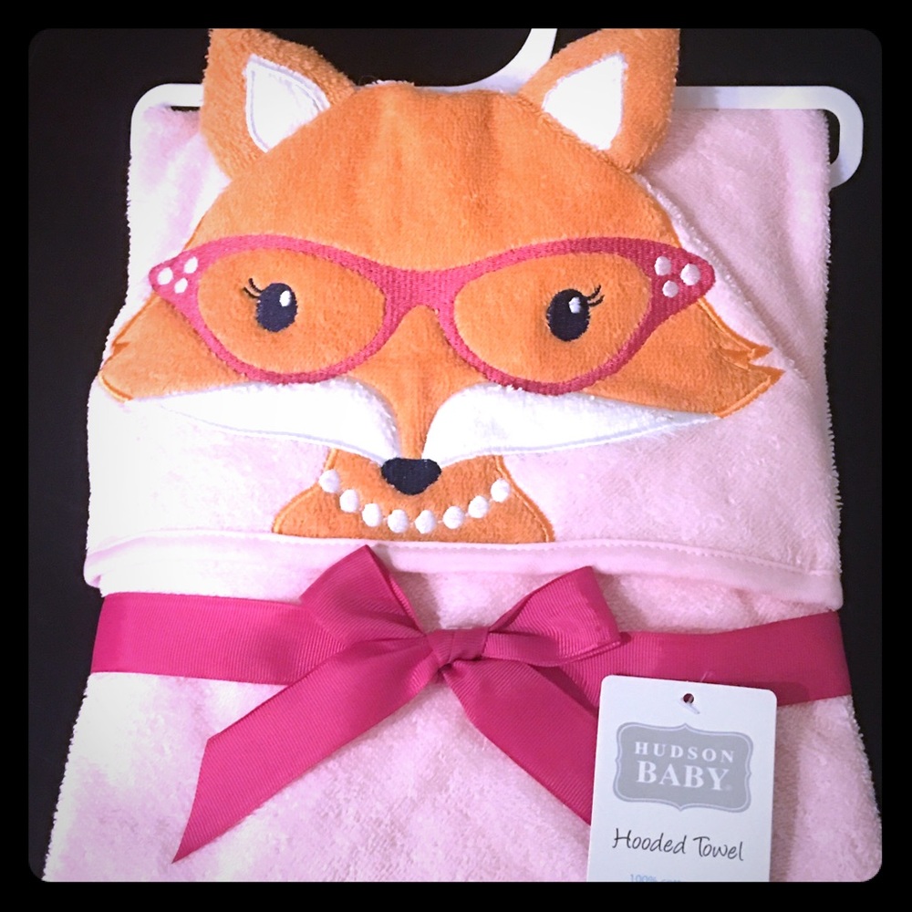 SOLD- MRS FOX HOODED cotton BATH TOWEL for BABY