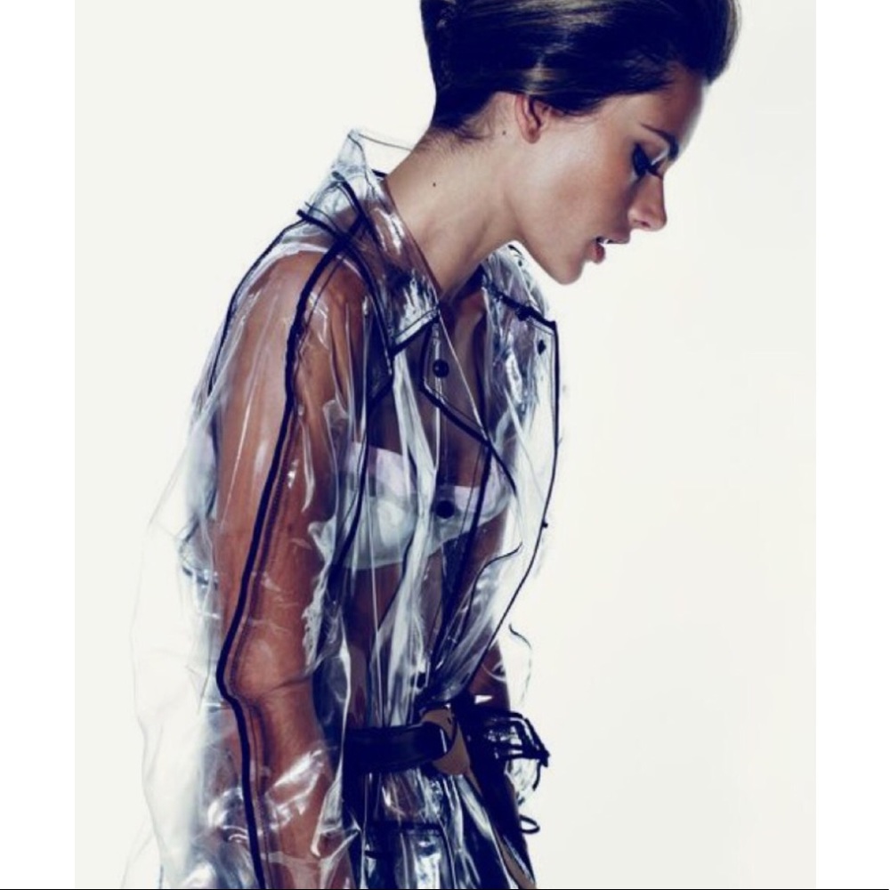 STYLISH Transparent Clear Trench Raincoat Mac