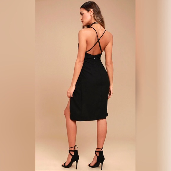 Sexy Black Midi Slip Dress - Picture 3 of 5