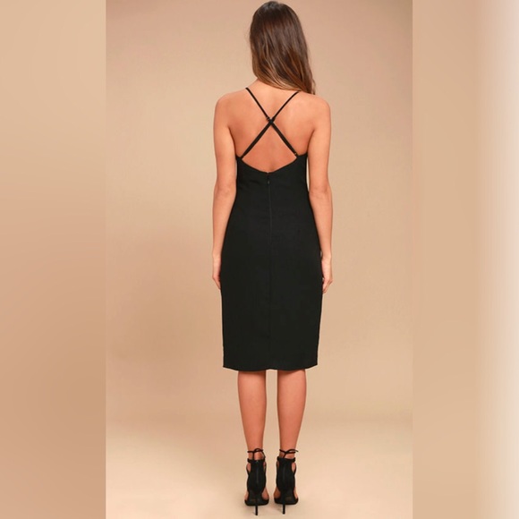 Sexy Black Midi Slip Dress - Picture 4 of 5