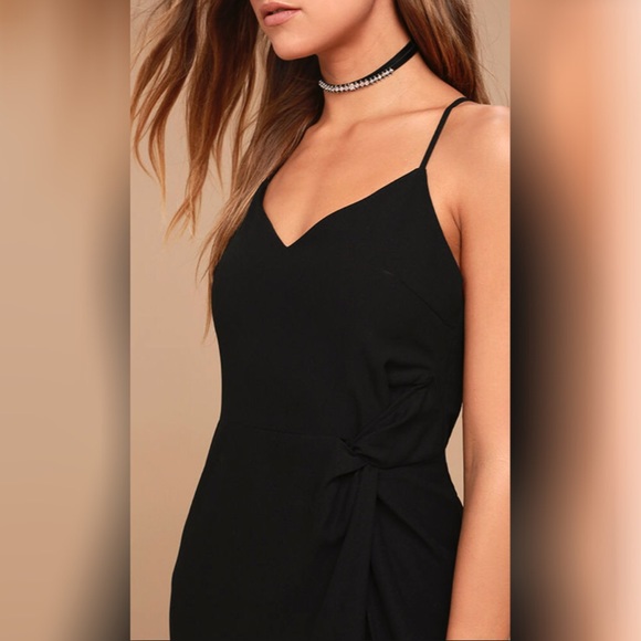 Sexy Black Midi Slip Dress - Picture 5 of 5