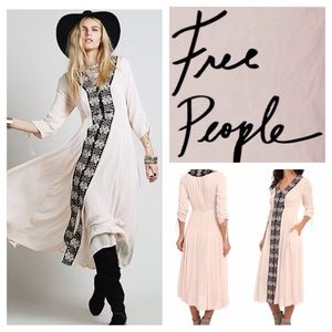 Free People NWT soft pink embroidered trim dress