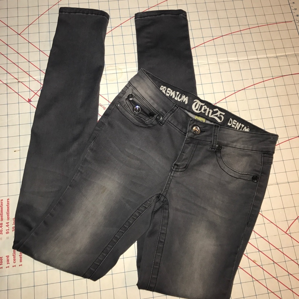 TEN 25 PREMIUM DENIM SKINNY JEANS, Washed Black