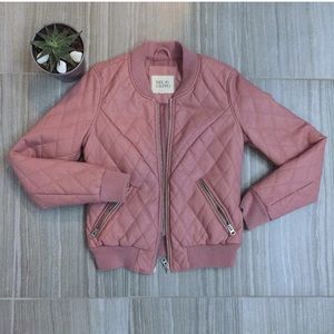 Thread and Supply quilted pink bomber jacket