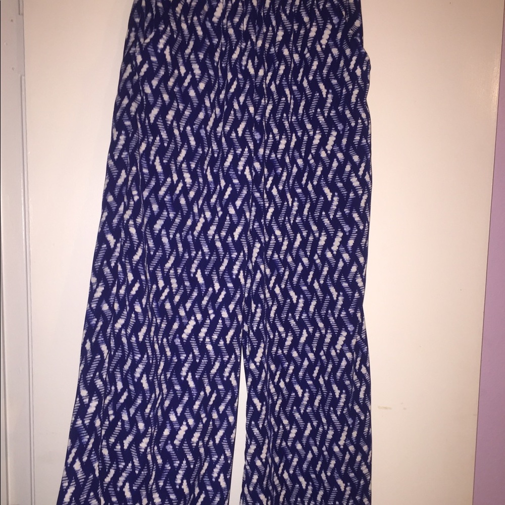 Blue patterned palazzo pants