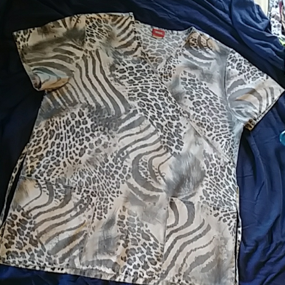 Cheetah print scrub top