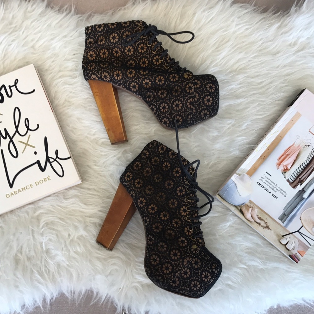 Jeffery Campbell lace black platform litas