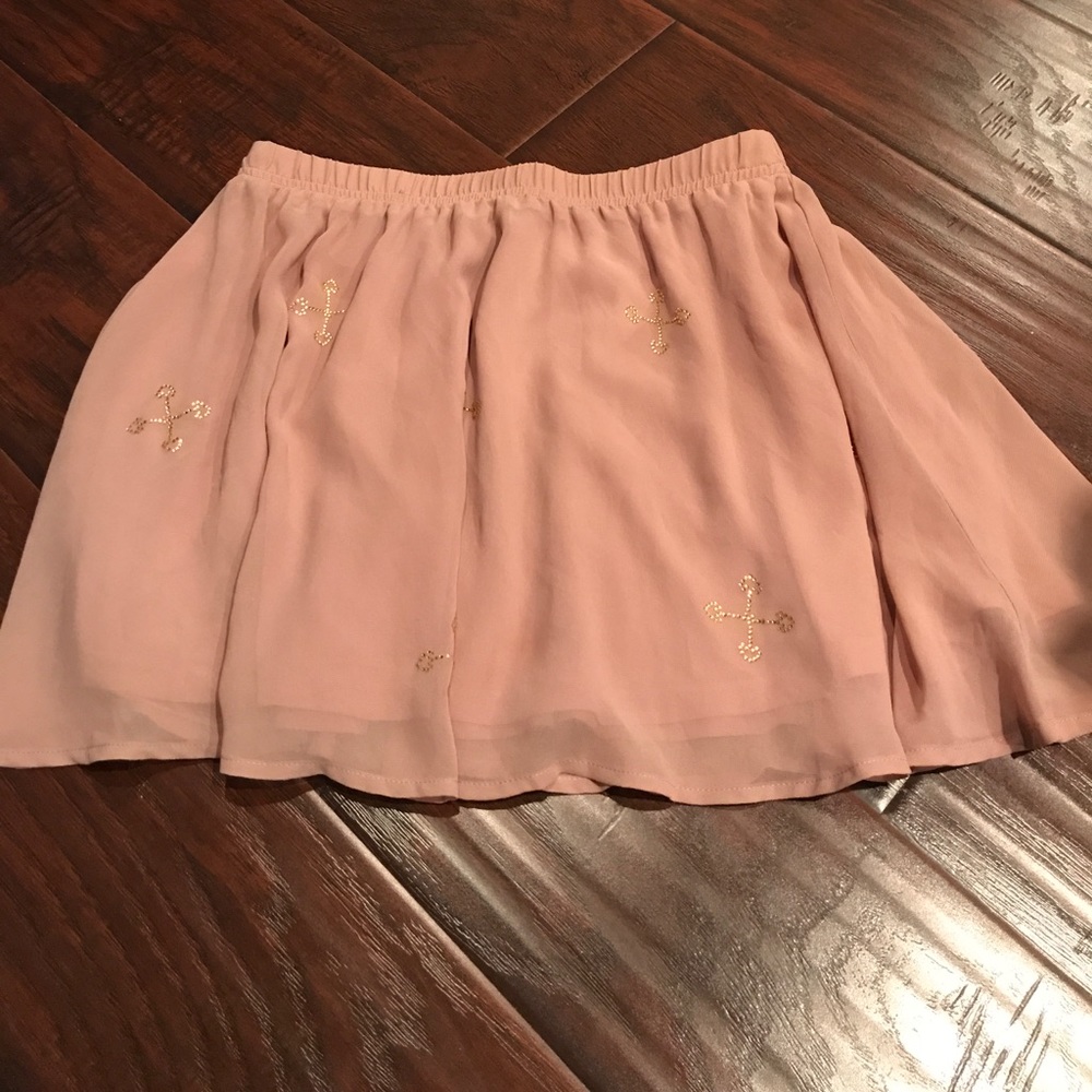 Cute flowy mini skirt with gold rhinestone design