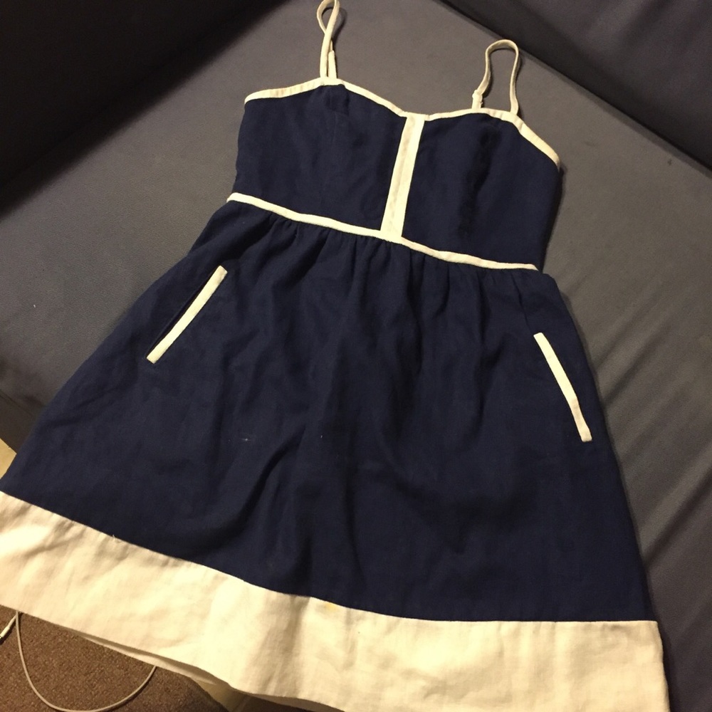 Navy and white babydoll dress