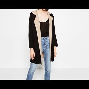Zara double sided coat black and tan