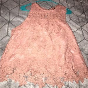 Blush toned lace sleeveless top
