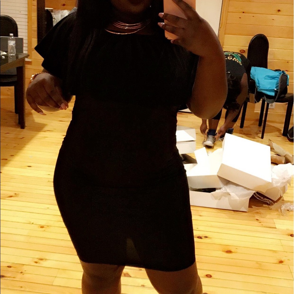 Little black off shoulder dress