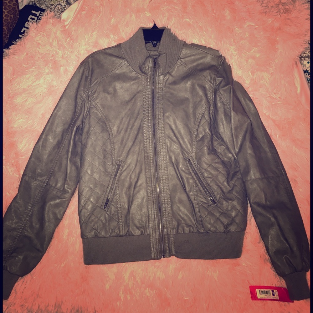NWT- grey pleather Moto jacket