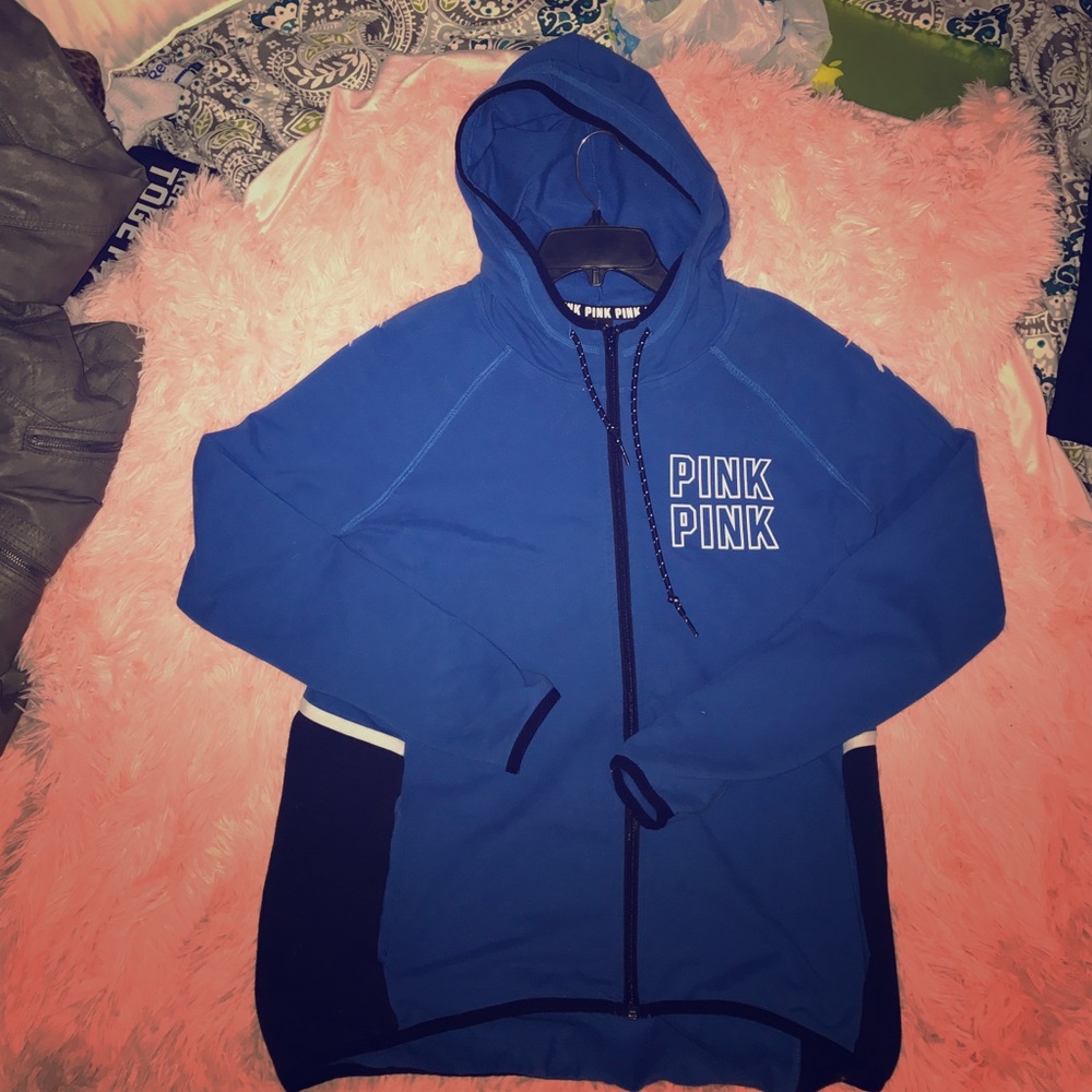 VS pink ultimate workout jacket with thumb holes