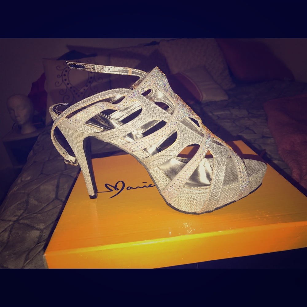 Silver sandal heels