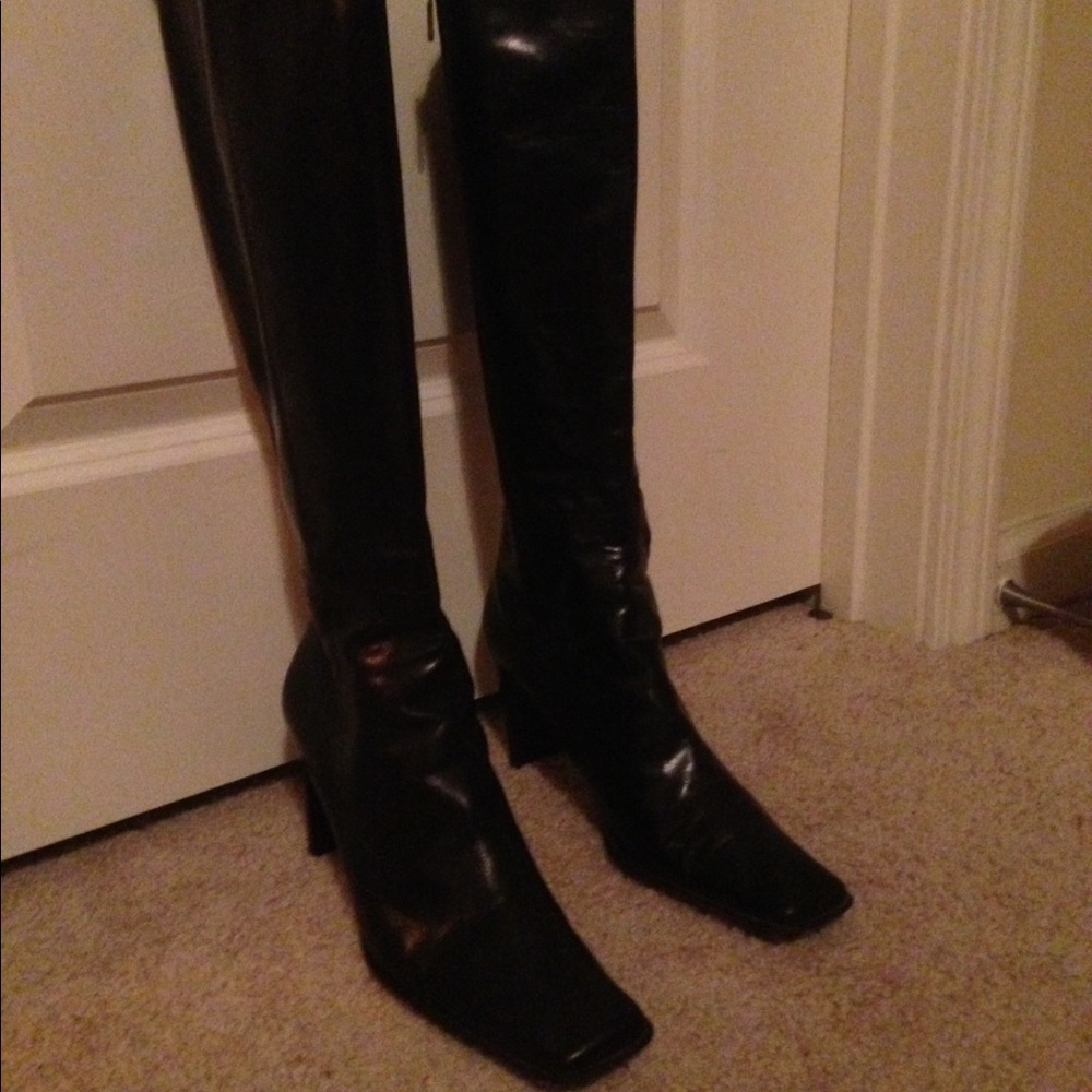 NINE WEST Leather Knee-High Heel Boots