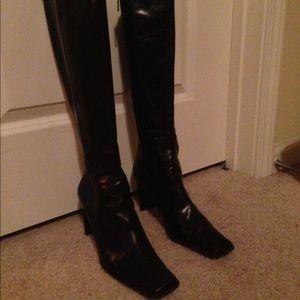 NINE WEST Leather Knee-High Heel Boots