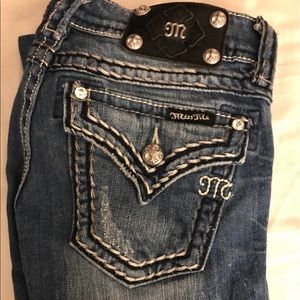 Juniors Miss Me Thick Stitch Bootcut Jeans- Sz 26