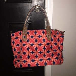 New Stella & Dot How Does She Do It Navy/Red tote