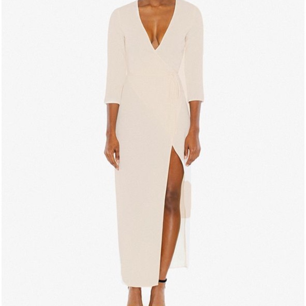 Cream Maxi Wrap Dress (American Apparel)