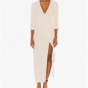 Cream Maxi Wrap Dress (American Apparel)
