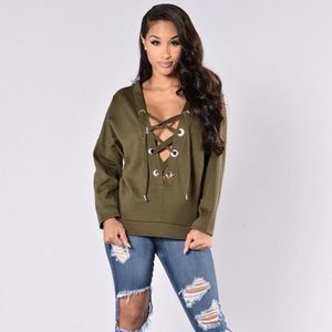 Til the morning sweater in olive new never worn