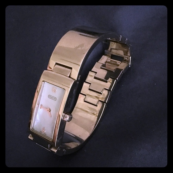 Coach Mercer W040 stainless steel bangle bracelet Blue Mother of Pearl dial - Picture 2 of 3