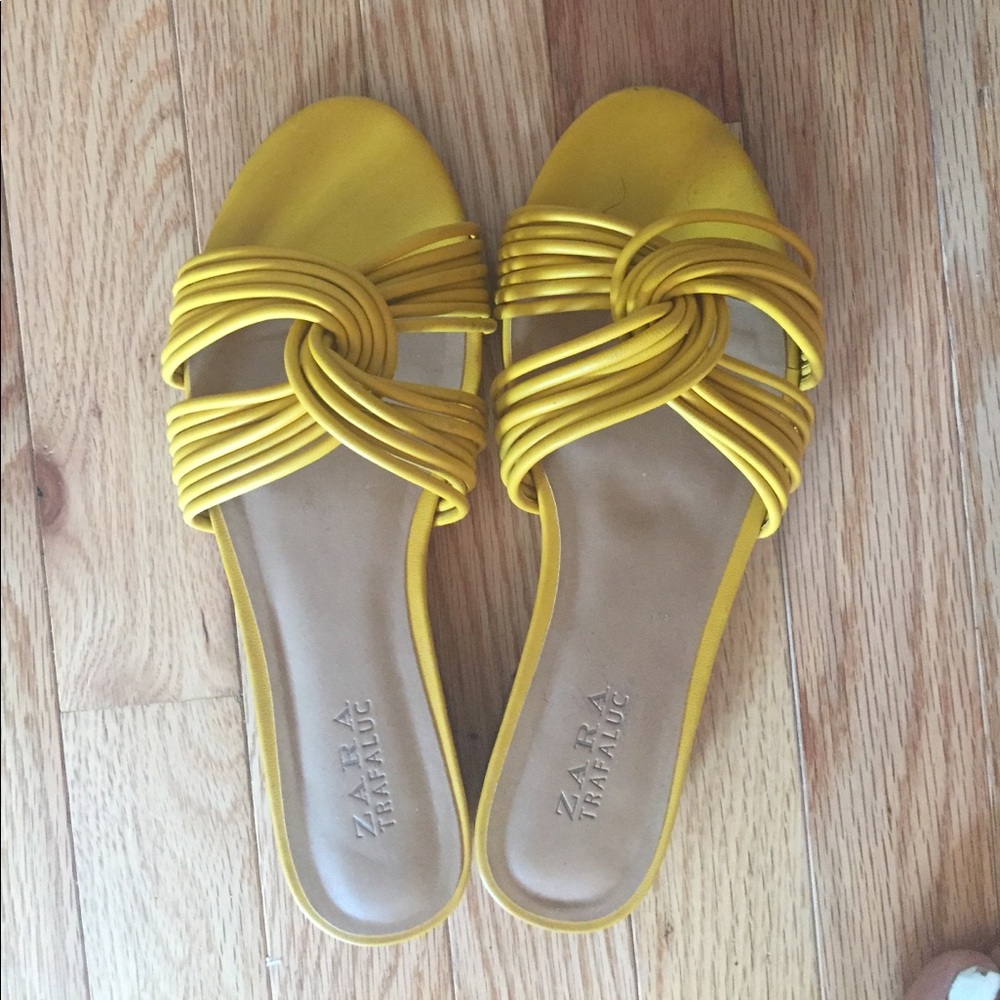 Mustard slide on sandals