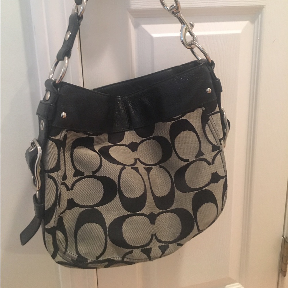 Coach black and grey logo purse
