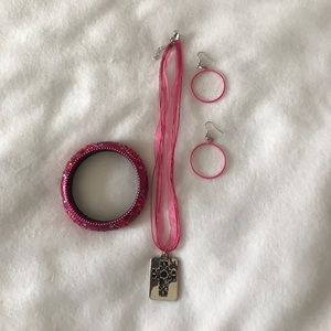 3 piece pink  jewelry set