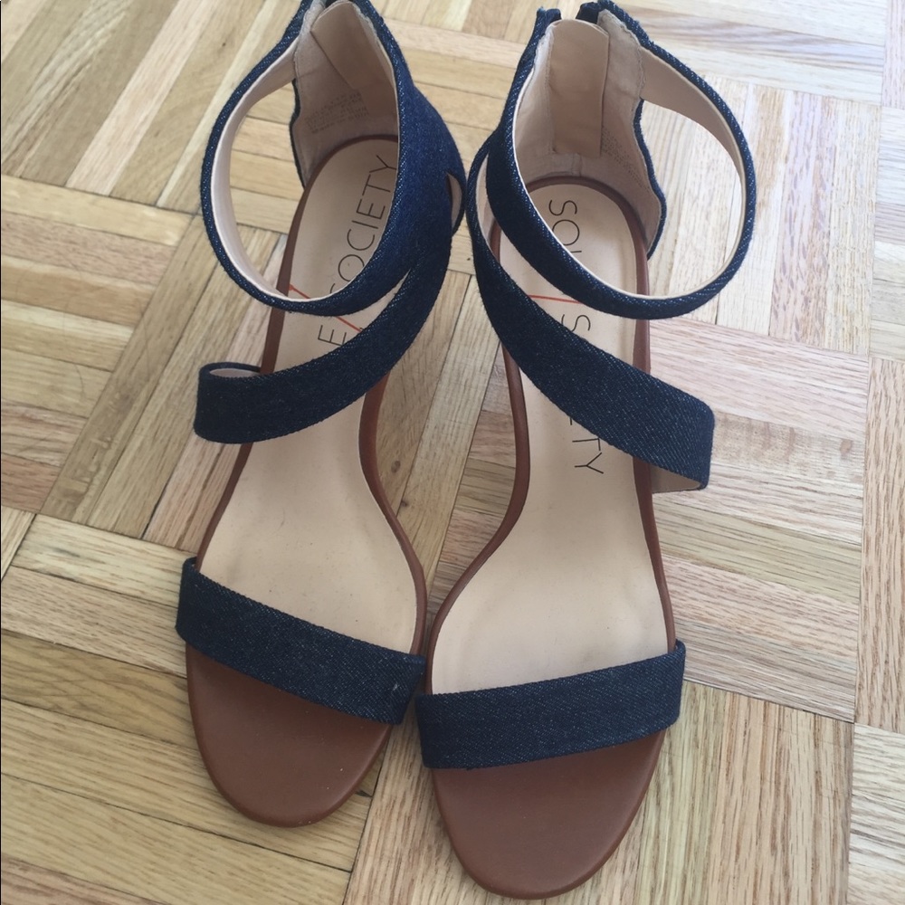 Worn Once! Sole Society Denim Strappy Sandals