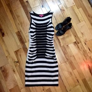 Betsy Johnson Black/White Striped Dress Size 10
