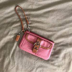 COACH pink signature wristlet wallet