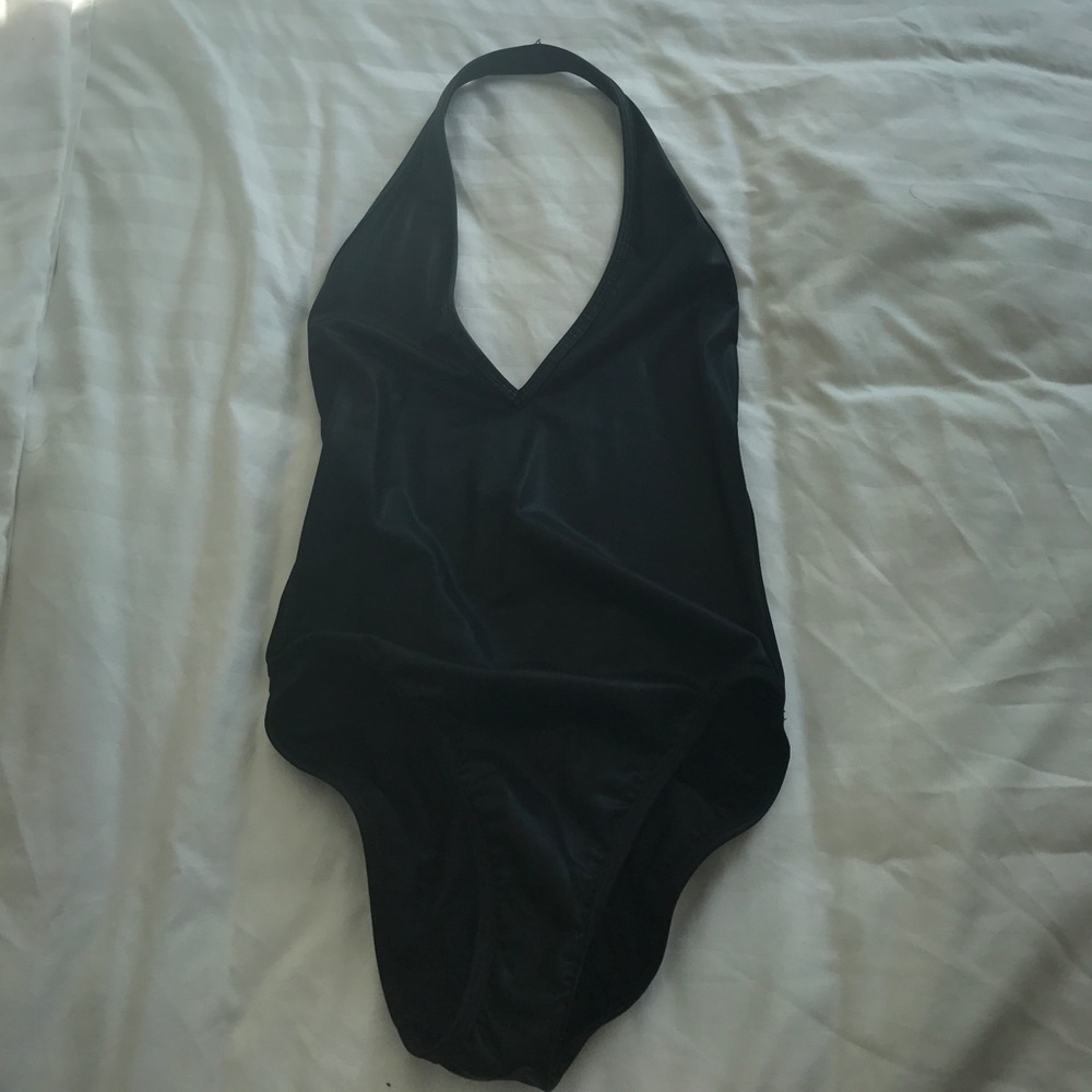 Shiny black American Apparel leotard, size M