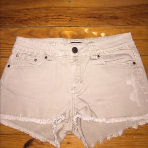 slightly distressed/frayed denim shorts