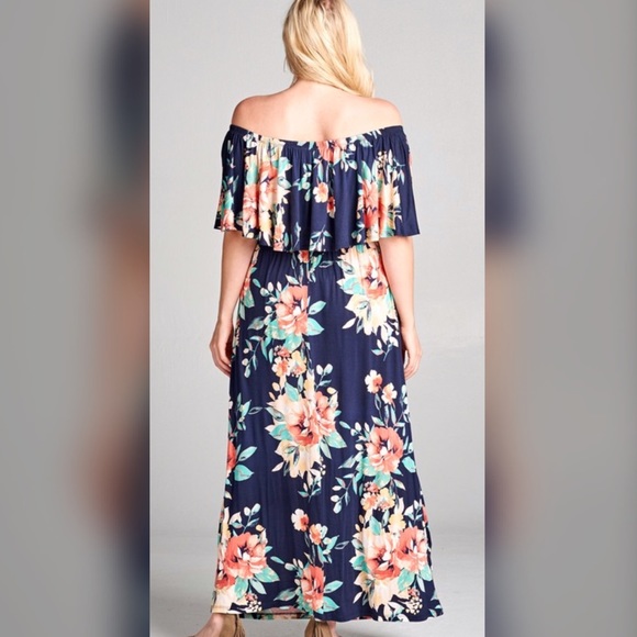 PLUSONLY 1 2X LEFTOff the Shoulder Maxi Dress - Picture 3 of 3