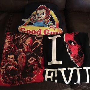 3 Horror tee shirts size 2xl chucky evil dead