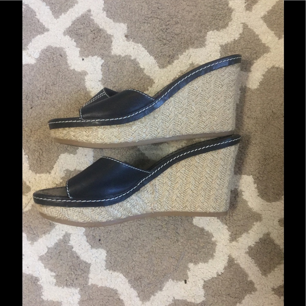 Black Leather Wedges, 8M