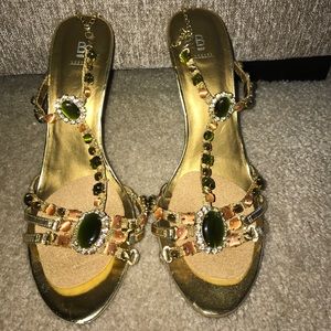 Beaded high heel sandals
