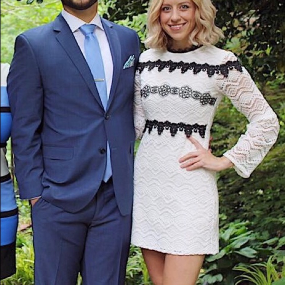 Cute white lace bell sleeve dress!