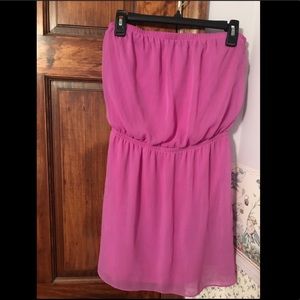 Purple strapless dress