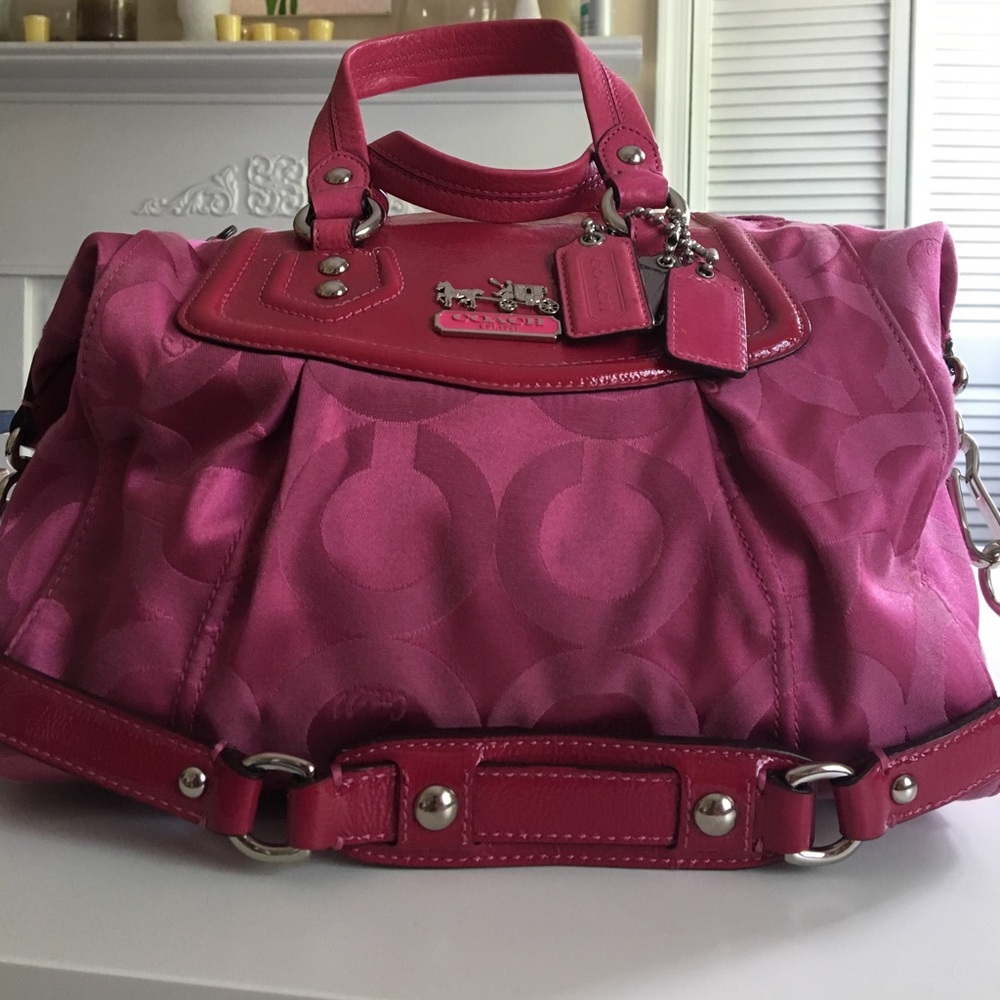 Coach Madison Audrey OP Art Pink Satchel Handbag
